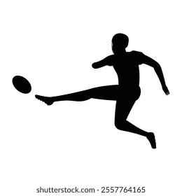 Rugby Player Posing Full Body Silhouette Icon for Sports Themes