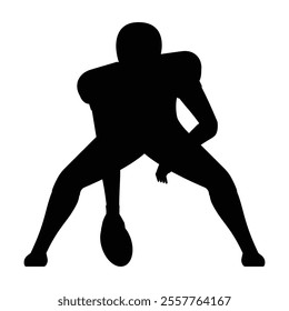 Rugby Player Posing Full Body Silhouette Icon for Sports Themes