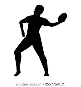 Rugby Player Posing Full Body Silhouette Icon for Sports Themes