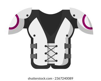 Rugby player professional clothing and accessories for men on field. American football clothes and protective elements for staying safe during match. Rubber or plastic pieces. Vector in flat style