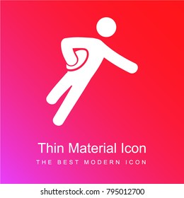 Rugby player red and pink gradient material white icon minimal design