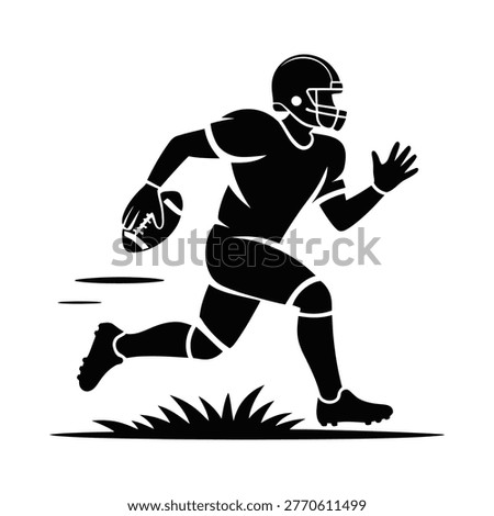 Rugby player run fast holding ball