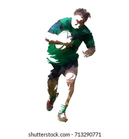 Rugby player running with ball, abstract geometric illustration
