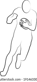 Rugby player running with ball line icon of a sports set. Vector EPS 10