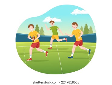 Rugby Player Running Illustration with a Ball in Championship Sport for Web Banner or Landing Page in Flat Cartoon Hand Drawn Templates