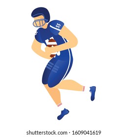 Rugby player running while carrying a rugby ball, isolated in white background