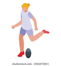 Rugby player shot icon isometric vector. School athlete. Motion power