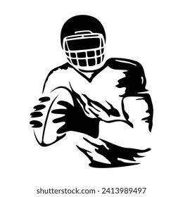 rugby player silhouette. American football vector illustration.