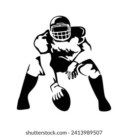 rugby player silhouette. American football vector illustration.