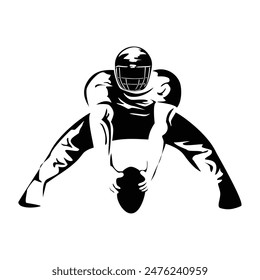 rugby player silhouette. American football vector illustration.