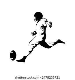 rugby player silhouette. American football vector illustration.