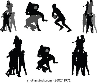 rugby player silhouette collection - vector