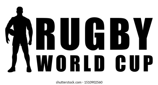 Rugby player silhouette with text rugby world cup, Vector