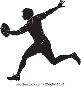 Rugby player silhouette vector art on white background