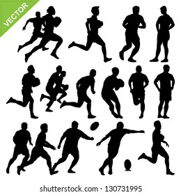 Rugby player silhouettes vector