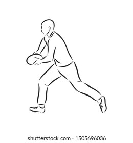 Rugby player sketch, contour vector illustration 