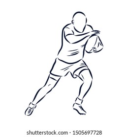 Rugby player sketch, contour vector illustration 