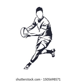 Rugby player sketch, contour vector illustration 