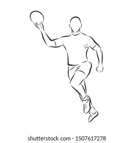 Rugby player sketch, contour vector illustration 