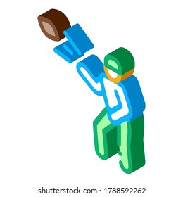 Rugby Player Throws Ball Icon Vector. Isometric Rugby Player Throws Ball sign. color isolated symbol illustration