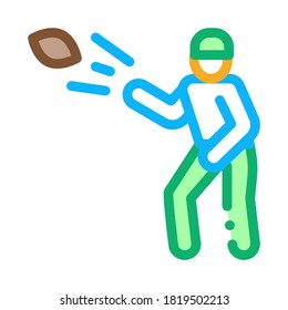 Rugby Player Throws Ball Icon Vector. Outline Rugby Player Throws Ball Sign. Isolated Contour Symbol Illustration