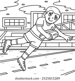 Rugby Player Trying to Score Coloring Page 