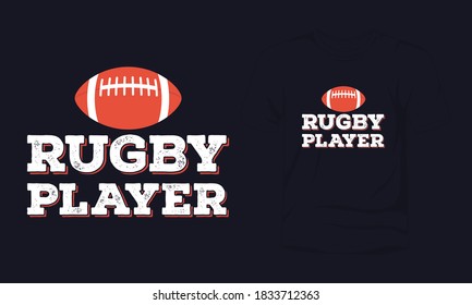 Diseño de camisetas vectoriales de la tipografía "jugador de rugby".