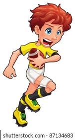 Rugby player. Vector cartoon and isolated sport character.