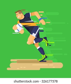 Rugby player. Vector flat illustration