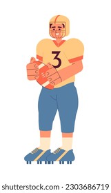 Rugby player wearing american football uniform semi flat colorful vector character. Rugby college. Editable full body person on white. Simple cartoon spot illustration for web graphic design