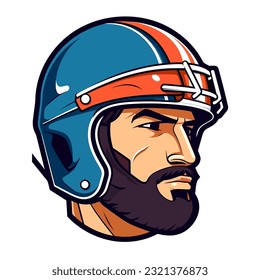 A rugby player wearing a helmet. Contact ball sport discipline. cartoon vector illustration, isolated background, label, sticker 