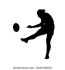 Rugby player, woman playing rugby, isolated vector silhouette. Sports clip art