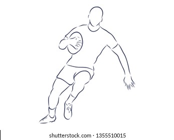 Rugby playercontour , vector illustration