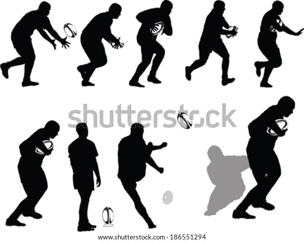 Rugby Players Collection Vector Stock Vector (Royalty Free) 186551294 ...