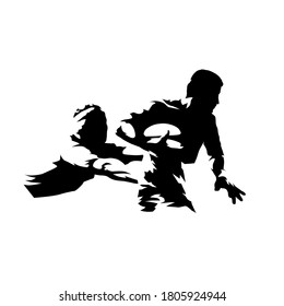 Rugby players, isolated vector silhouette. Ink drawing