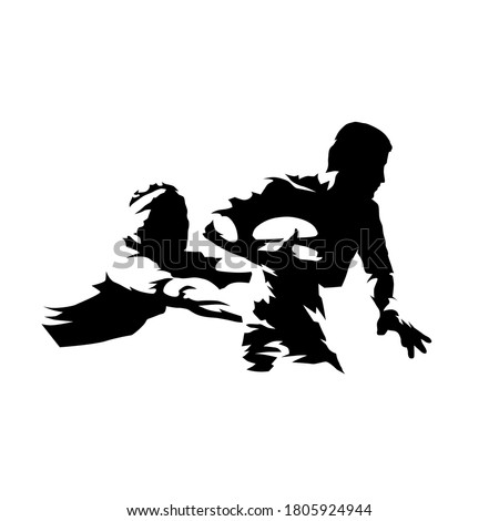 Rugby players, isolated vector silhouette. Ink drawing