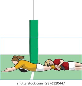 Rugby players playing rugby Vector Eps