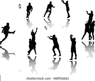 rugby players with shadow - vector