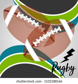 Rugby poster with a ball - Vector illustration