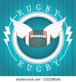Rugby poster with a ball and wings - Vector illustration