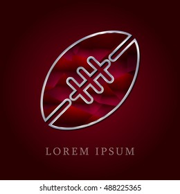 Rugby Red Crystal Ruby with Silver Precious Jewel Icon / Logo Design