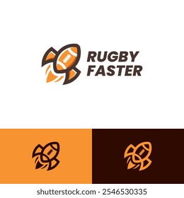 rugby rocket vector logo design