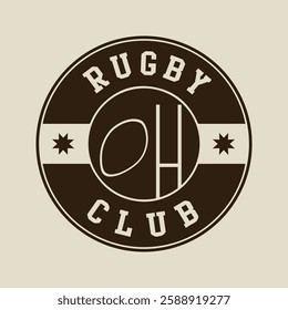 Rugby Round Seal, Vector Illustration Web Stamp Symbol Abstract Editable image