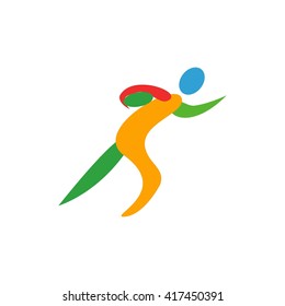 Rugby sevens pictogram in blue, red, green and yellow summer color