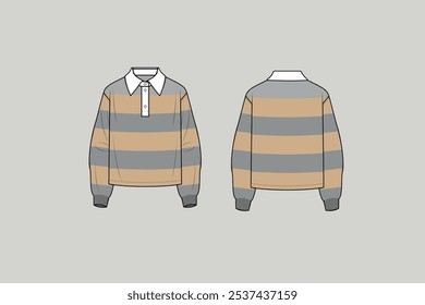 A rugby shirt, also known as a jersey or jumper, is worn by players of rugby union or rugby league. It usually has short sleeves,