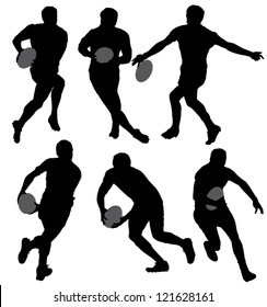 Rugby Silhouette on white background