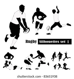 Rugby silhouettes set .Vector illustrations