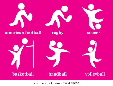 rugby, soccer, handball, voleyball, american football, basketball, team sport icons