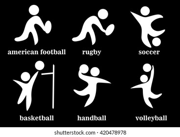 rugby, soccer, handball, voleyball, american football, basketball, team sport icons