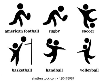 rugby, soccer, handball, voleyball, american football, basketball, team sport icons